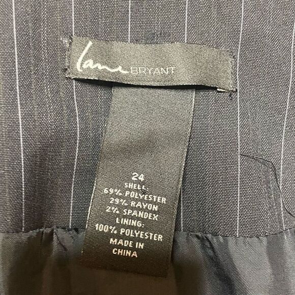 LANE BRYANT Plus Size 24 Black Pinstripe Blazer Tailored Career Jacket Lined - Picture 2 of 8